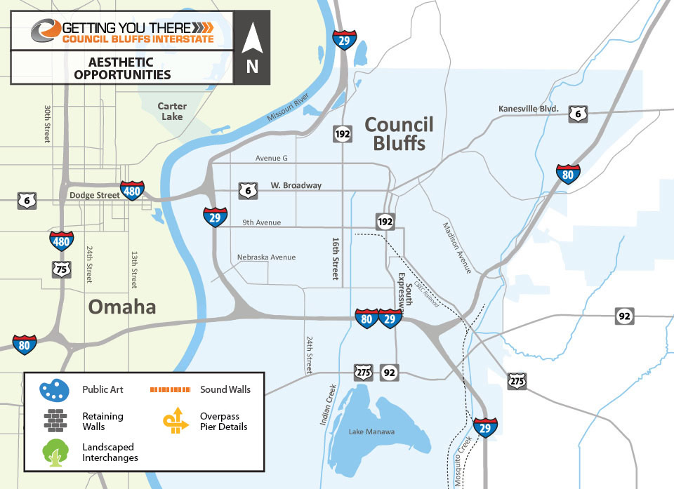 Council Bluffs area map